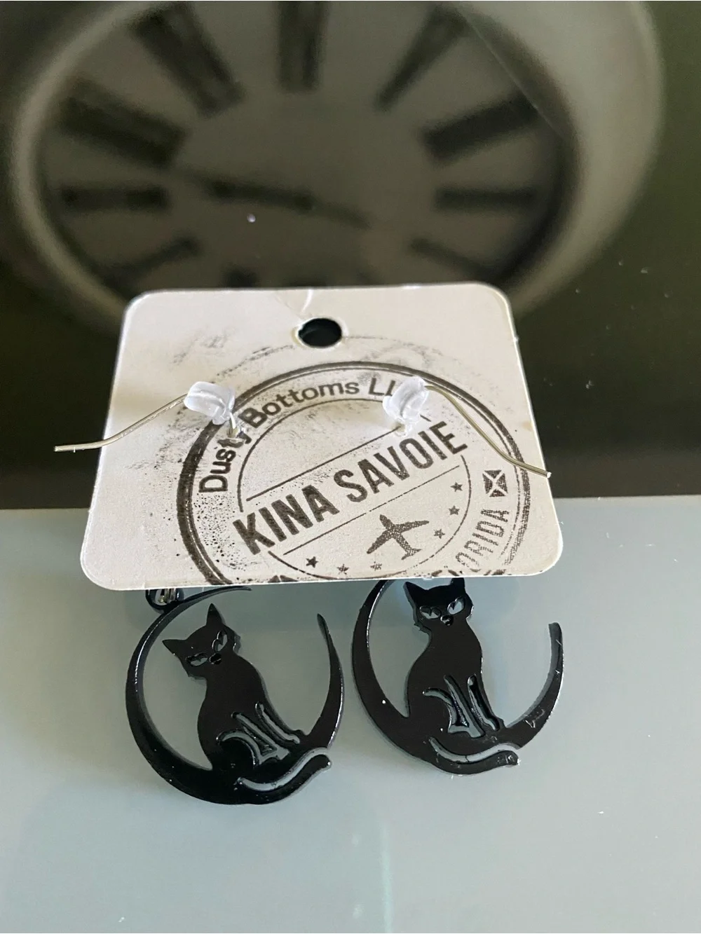 Black Cat Crescent Dangle Earrings - Elegant Black Cat Jewelry homemade